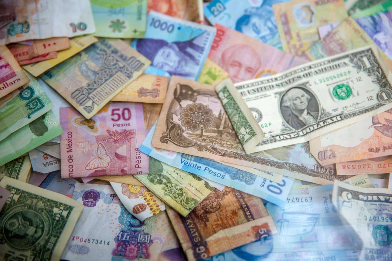 Currency notes from all different countries when manifesting money